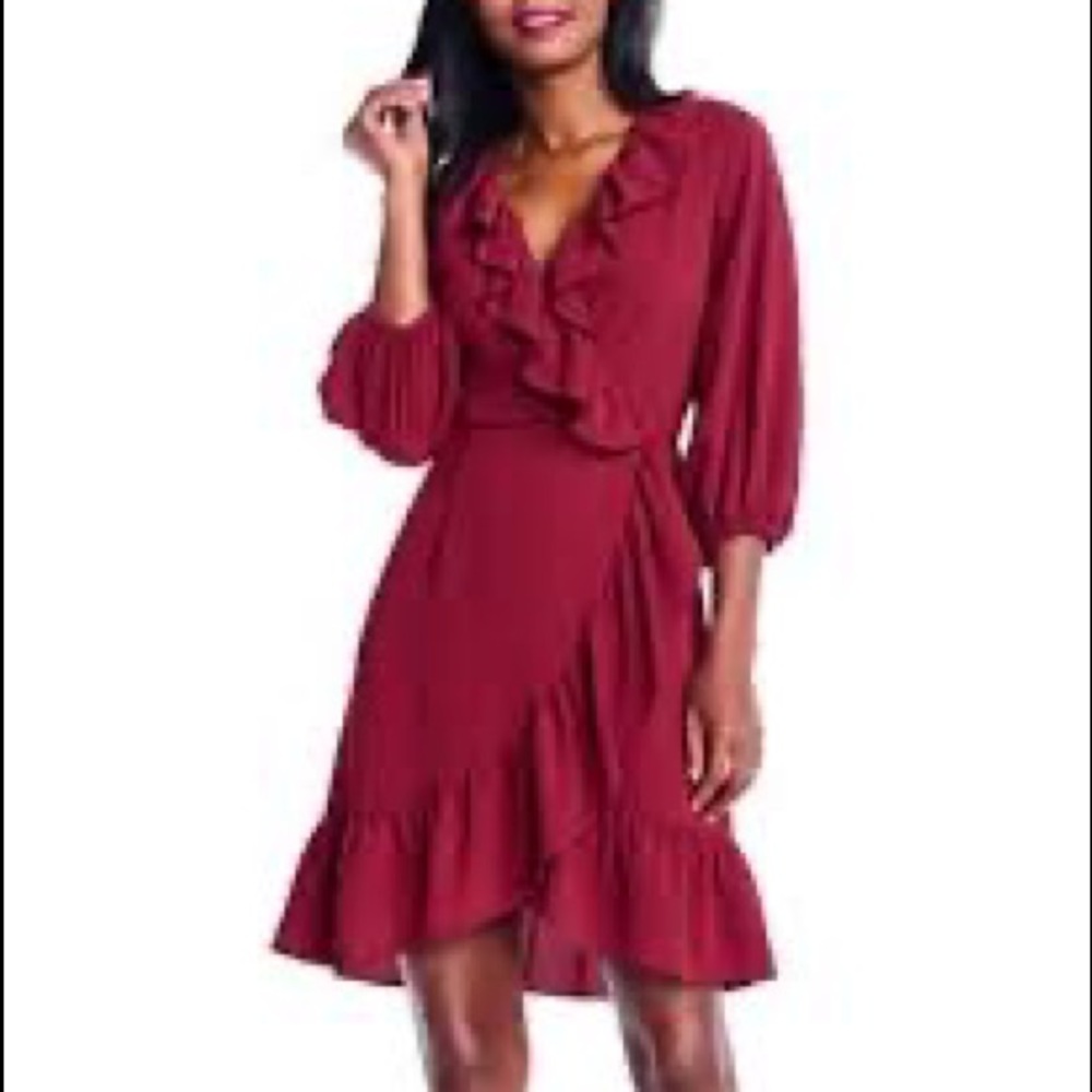 NWOT Adrianna Papell 3/4 Sleeve Faux Wrap Dress